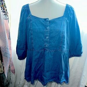 denim shoulder blouse